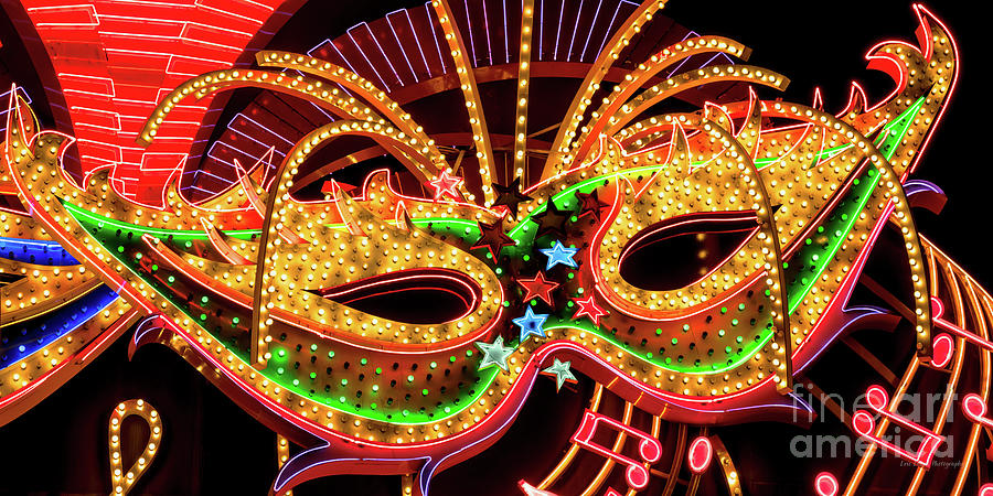 Orleans Mardi Gras Mask Neon Sign Macro at Night 2 to 1 Ratio ...