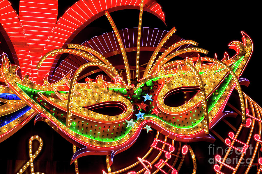 Orleans Mardi Gras Mask Neon Sign Macro at Night Photograph by Aloha Art