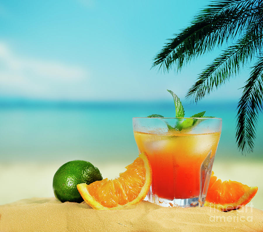 Ornage Cocktail On The Beach Photograph