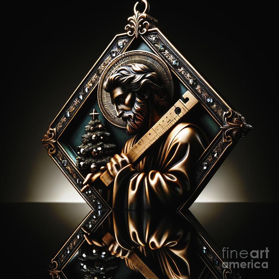 Ornament of Saint Joseph The Worker Oil Painting Effect Digital Art by Rose Santuci-Sofranko