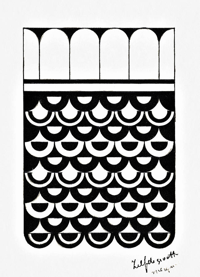 Ornament of scales - Black and White Painting by Samuel Jessurun de Mesquita