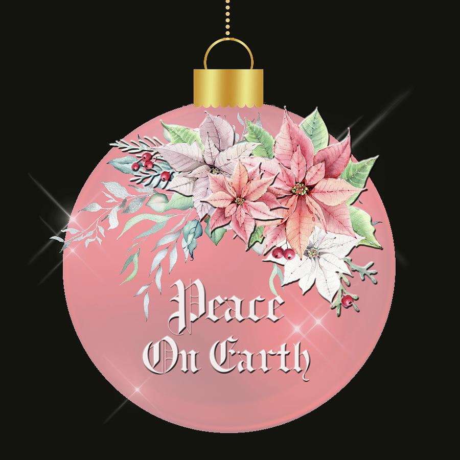 Ornament-Peace On Earth Poinsettias Digital Art by HH Photography of Florida