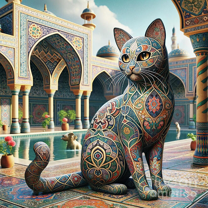 Ornamental Architecture Cat Digital Art