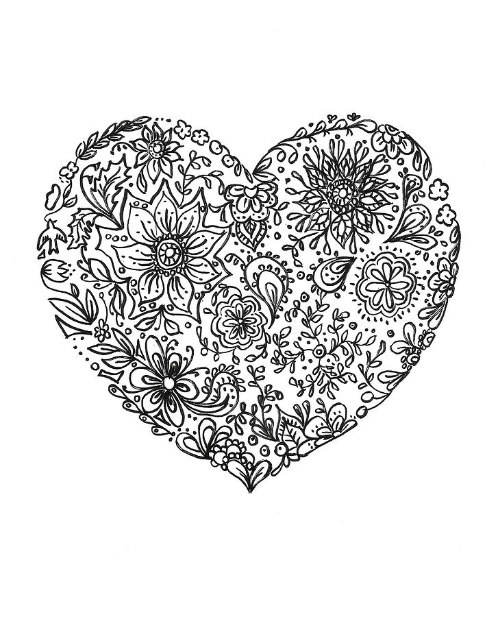 Ornamental Heart Drawing by Masha Batkova
