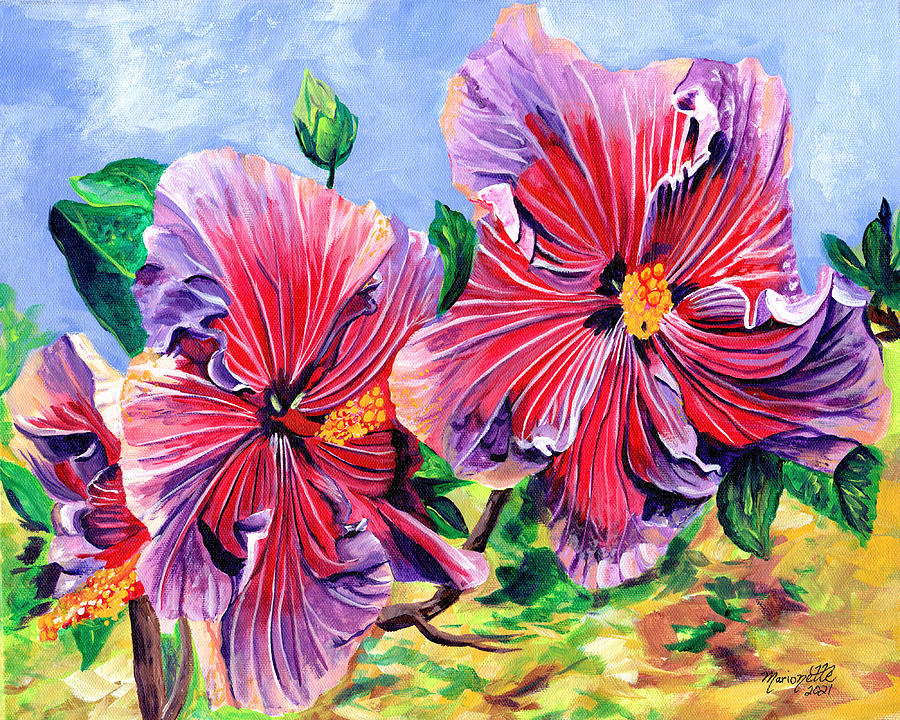 Ornamental Magenta Hibiscus Painting by Marionette Taboniar