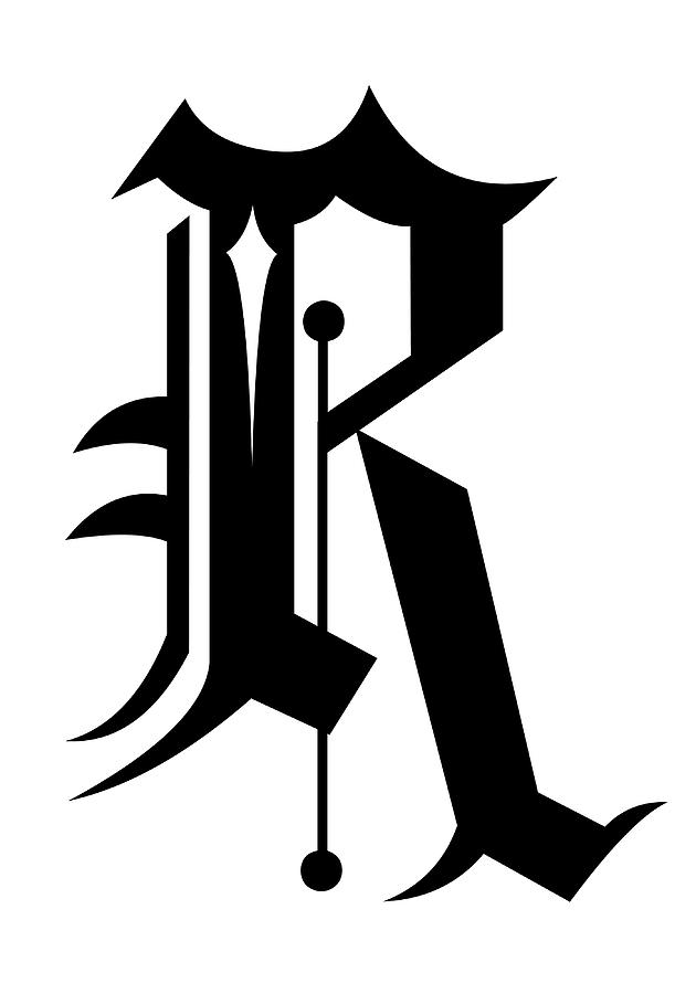ORNAMENTAL MEDIEVAL GOTHIC LETTER R Poster music Painting by Elliott ...