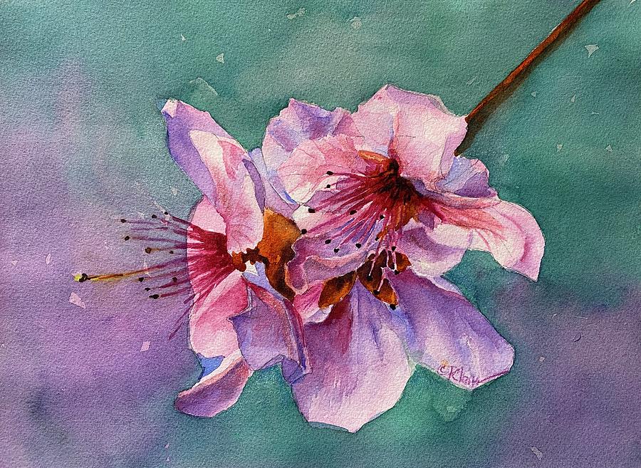 Spring Painting - Ornamental Peach Blossom by Donna Pierce-Clark