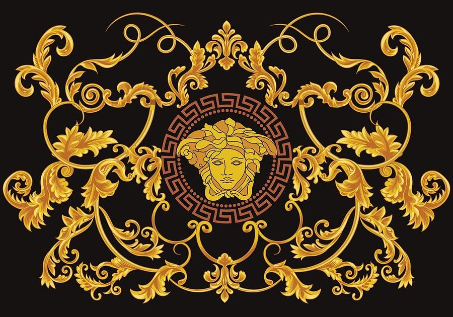 Ornate Black and Gold Tapestry - Textile by Versace