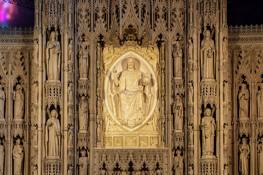 Ornate carving on the altar in Washington National Cathedral