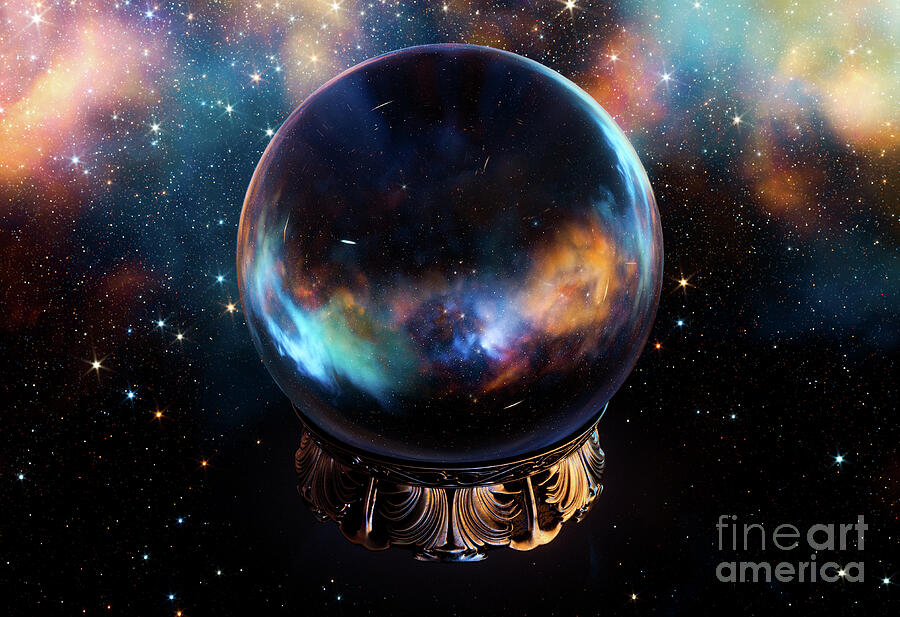 Ornate Crystal Ball Cosmic Background Digital Art by Allan Swart - Fine ...