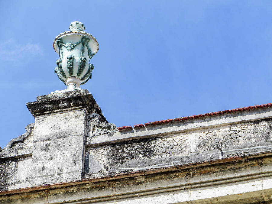 Ornate decor on the roof of of an old building. Havana, Cuba. Photograph by Rob Huntley