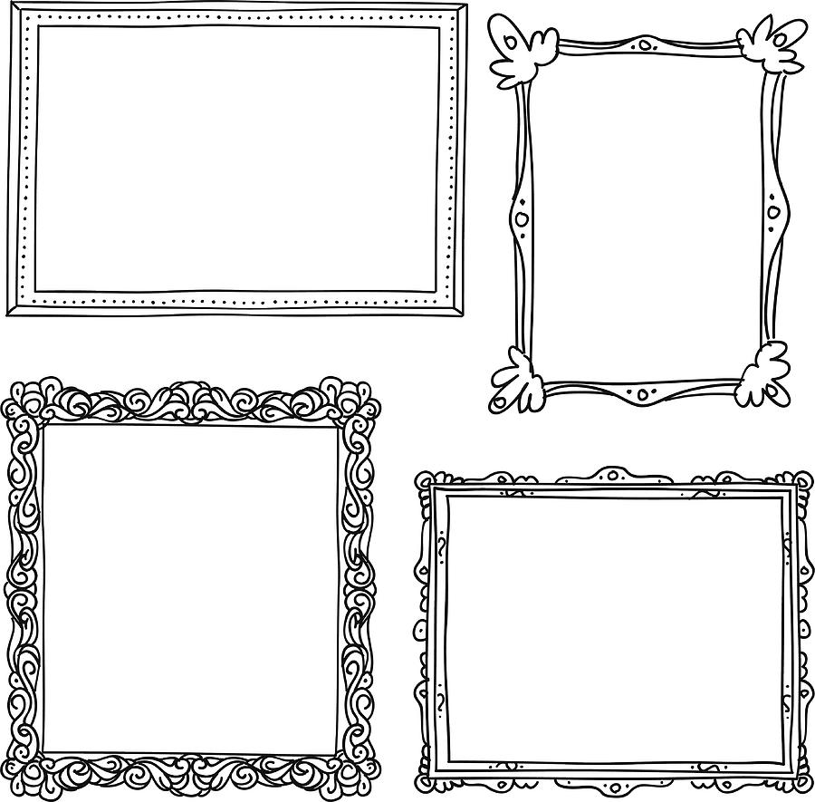 Ornate frame in sketch style Drawing by LokFung