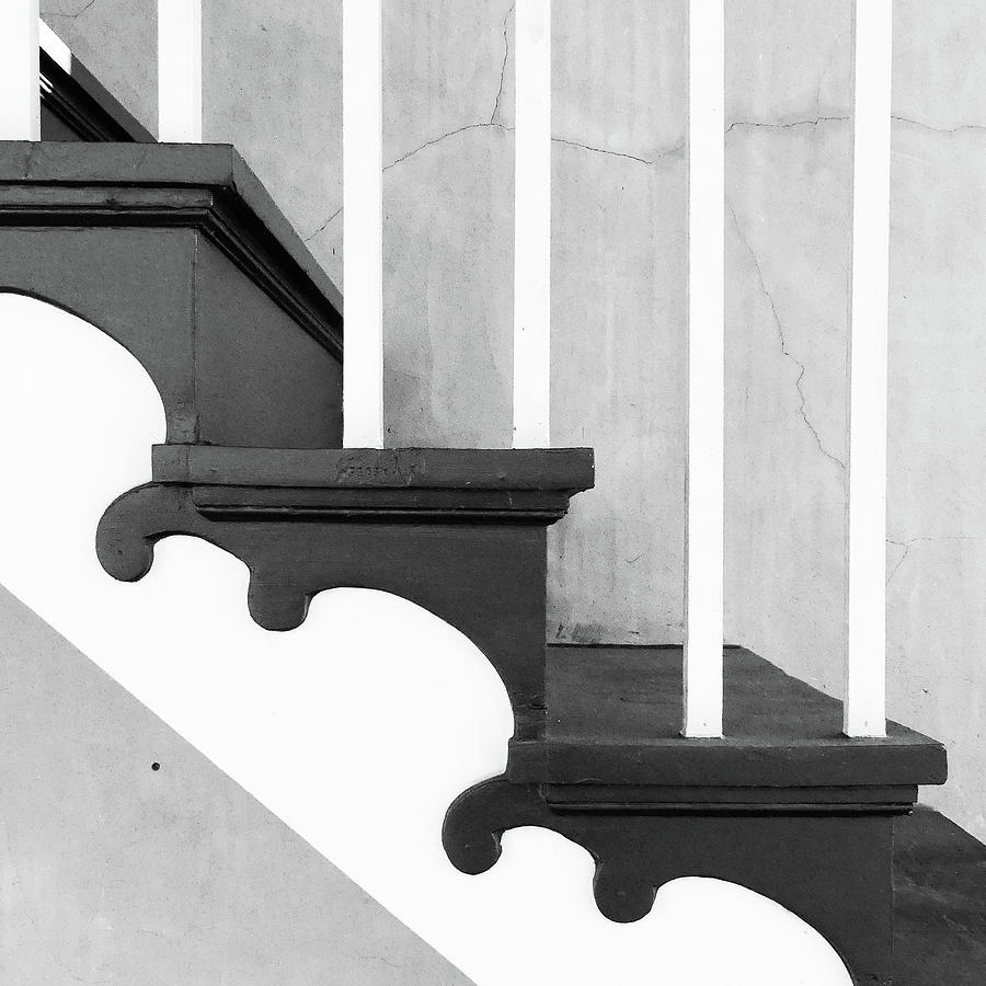 Ornate Stair Detail Black and White Photograph by Sharon Williams Eng