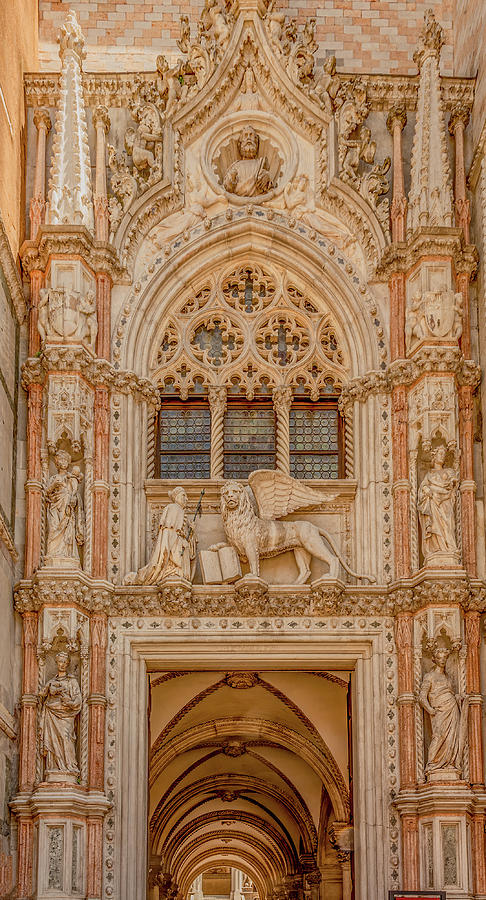 Ornately Detailed Doorway of Saint Marks Basilica, Venice Photograph by Marcy Wielfaert