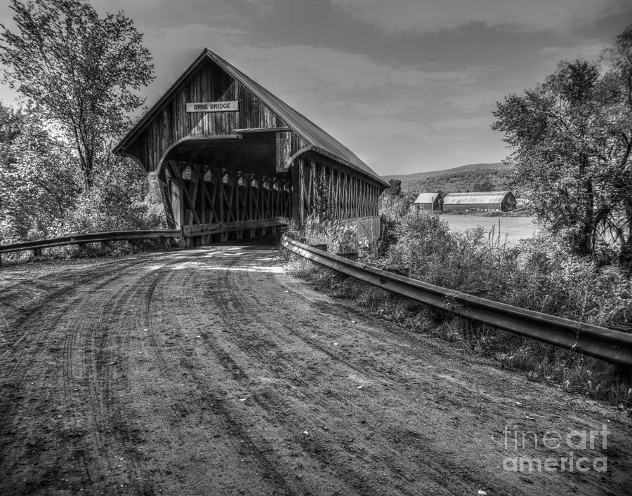 Orne Covered Bridge in Monochrome Photograph by Steve Brown