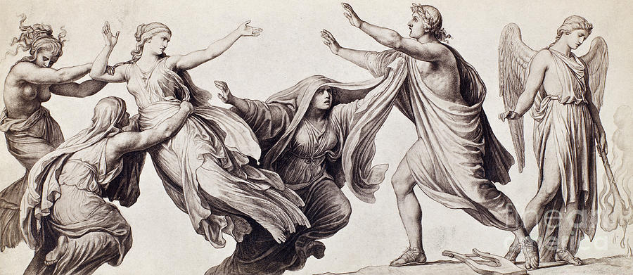 Orpheus and Eurydice Drawing by Eduard von Engerth