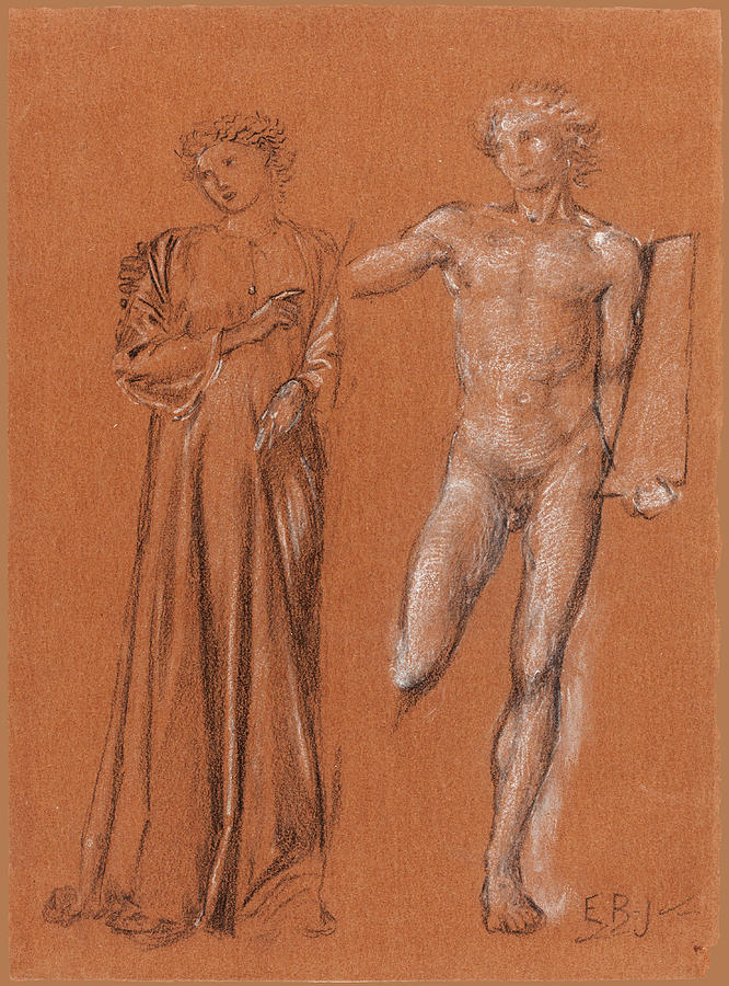 Orpheus and Eurydice Drawing by Edward Burne-Jones