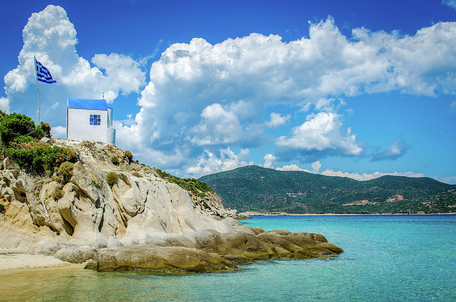Orthodox Chapel Next to the Sea in Chalkidiki in Greece Photograph by Alexios Ntounas