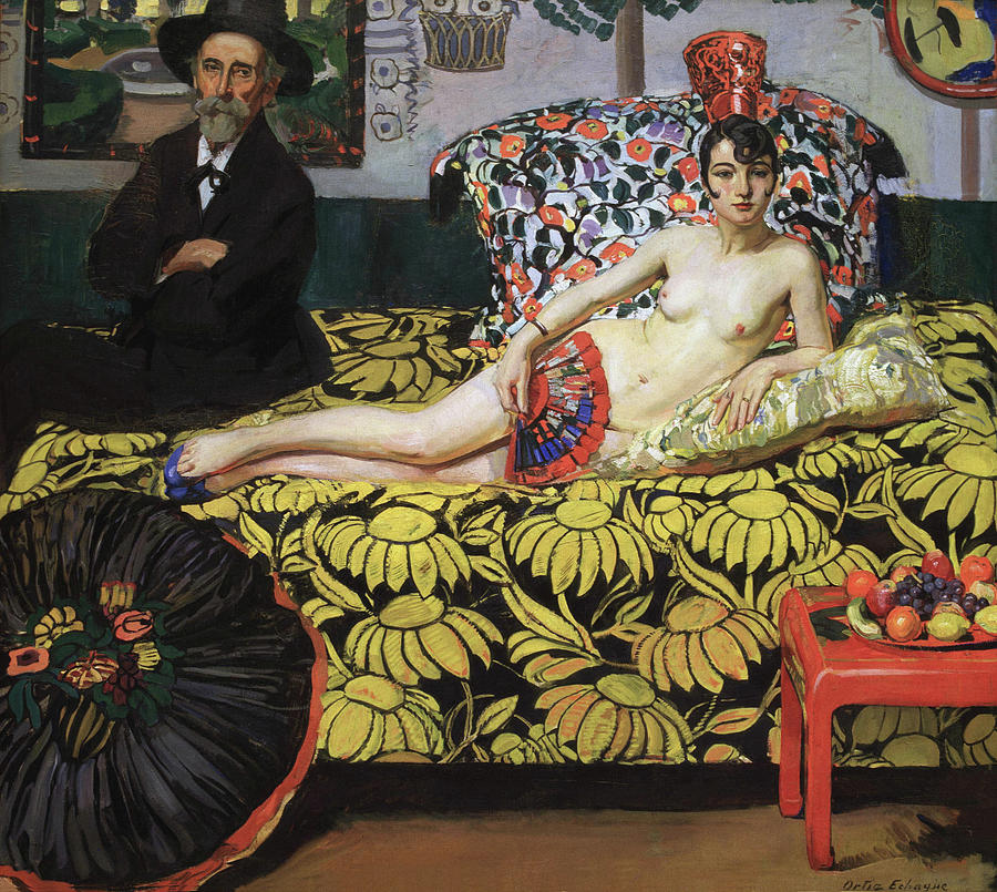 Ortiz Echague, Antonio. Spanish Painter Guadalajara 1883 - 1942. nude Front, Oil Of The Year 1922. Painting by Antonio Ortiz Echague -1883-1942-