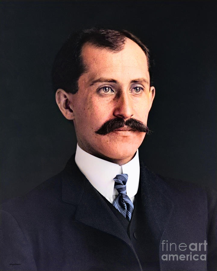Orville Wright The Wright Brothers Aviation Pioneer History Colorized 20210428 Photograph by Wingsdomain Art and Photography