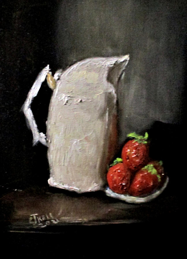OS No6. Strawberry Cream Painting by Clyde J Kell