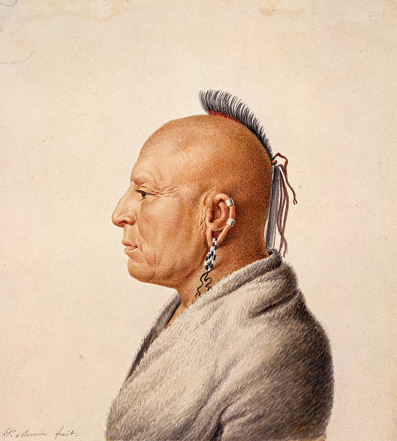 Osage Warrior Drawing by Charles Balthazar Julien Fevret de Saint-Memin