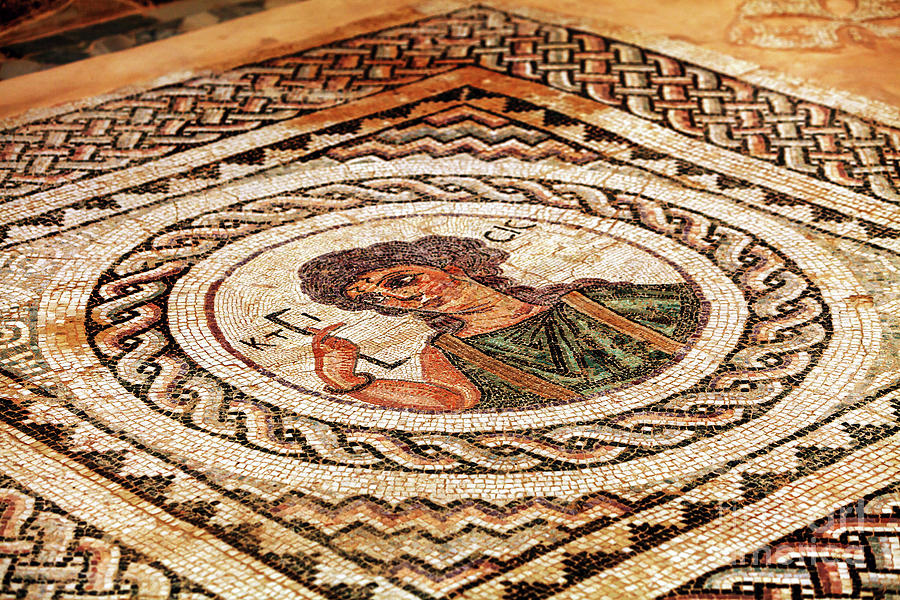 Greek Photograph - Mosaic at the House of Eustolios in Kourion by John Rizzuto