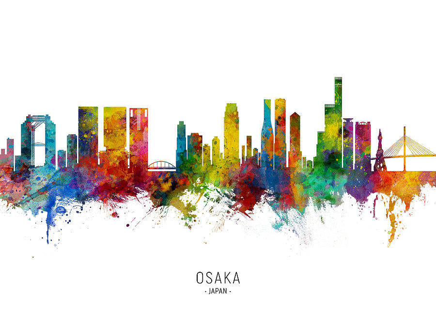 Osaka Japan Skyline Digital Art by Michael Tompsett