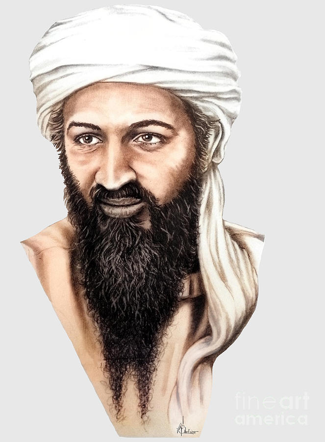 Osama bin Laden Drawing by Murphy Elliott