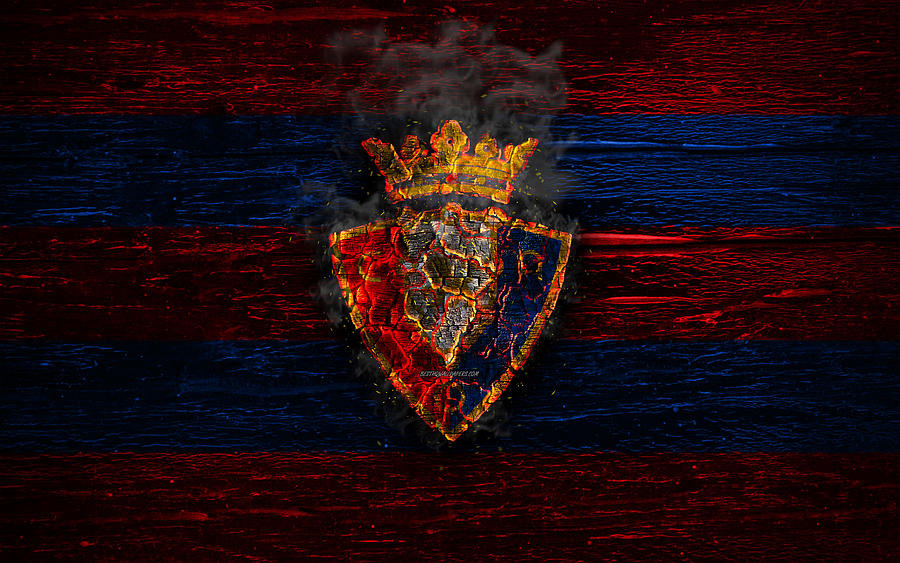 Osasuna FC fire logo Segunda red and blue lines spanish football club