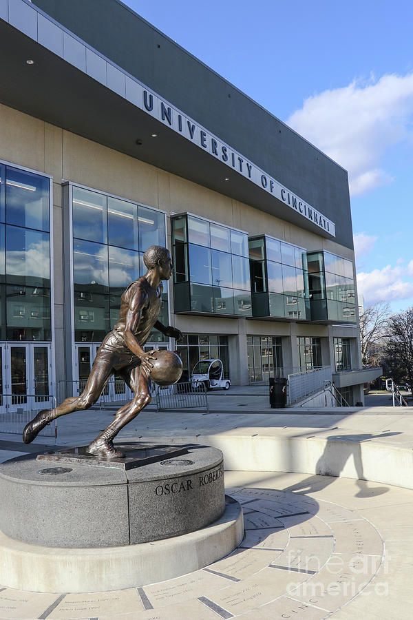 Oscar Robertson Statue in Front of University of Cincinnati Fifth Third Arena  9348 Photograph by Jack Schultz