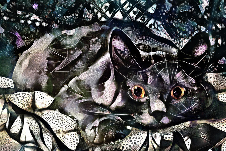 Oscar the Grey Cat Digital Art by Peggy Collins