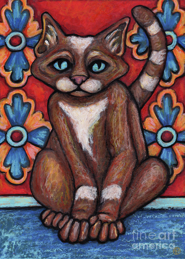 Oscar. The Hauz Katz. Cat Portrait Painting Series. Painting by Amy E Fraser