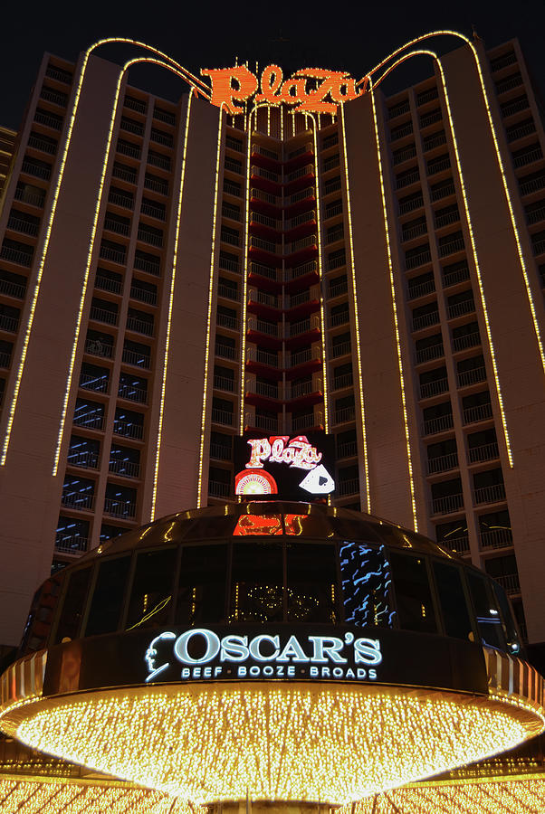 Oscars Beef Booze Broads Restaurant Sign at Plaza Hotel Casino Downtown