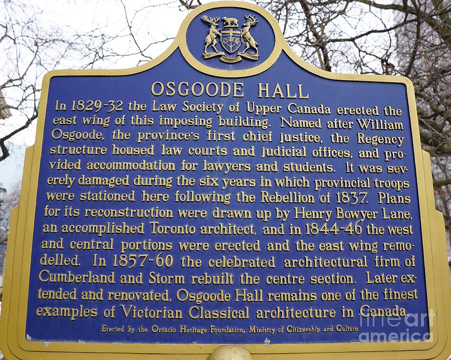 Osgoode Hall Plaque Photograph
