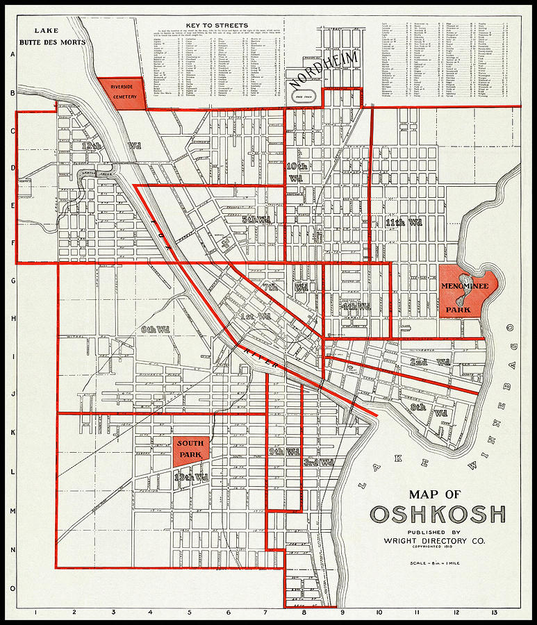 Wisconsin Map Photograph - Oshkosh Wisconsin Vintage Map 1919 by Carol Japp