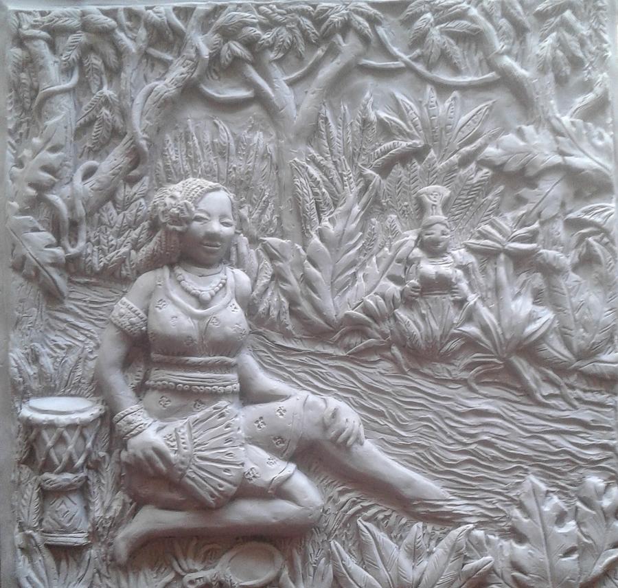Oshun,West African river Goddess  Relief by James RODERICK