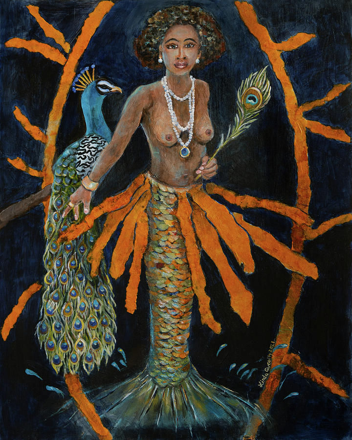 Oshun Painting - Oshun by Linda Queally by Linda Queally