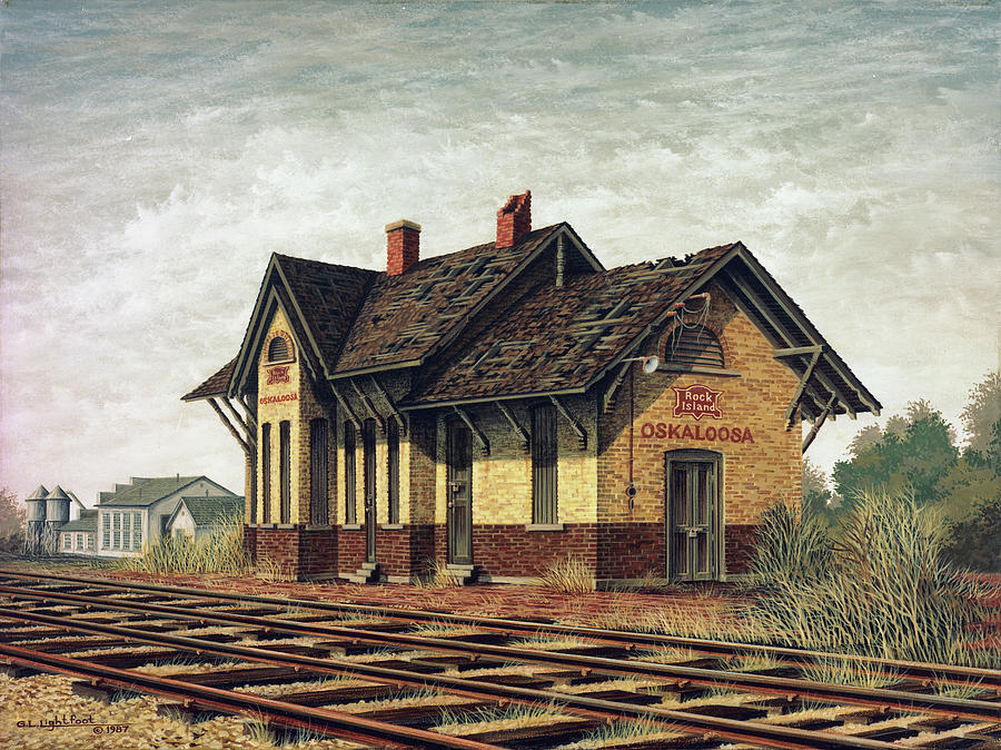 Oskaloosa Iowa Depot Painting by George Lightfoot