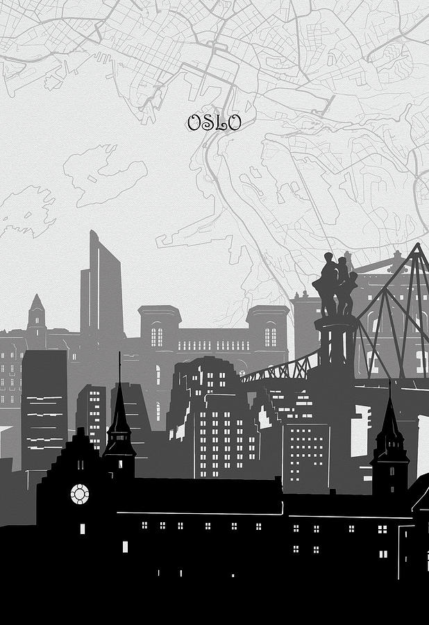 Oslo Cityscape Map Digital Art by Bekim M