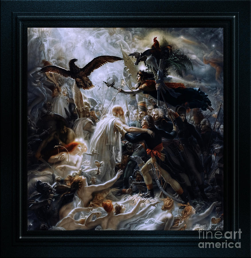 Ossian receiving the Ghosts of the French Heroes by Louis Girodet Remastered Xzendor7 Reproductions Painting by Xzendor7