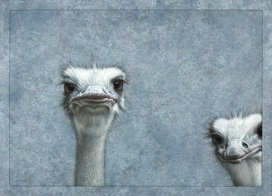 Ostriches Painting by James W Johnson