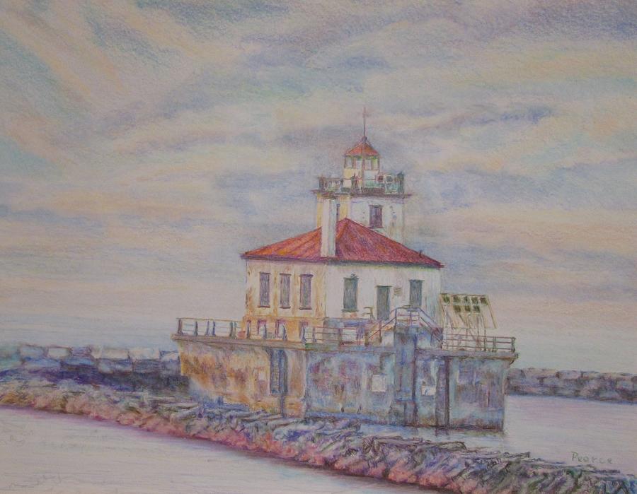Oswego Lighthouse Drawing by Edward Pearce