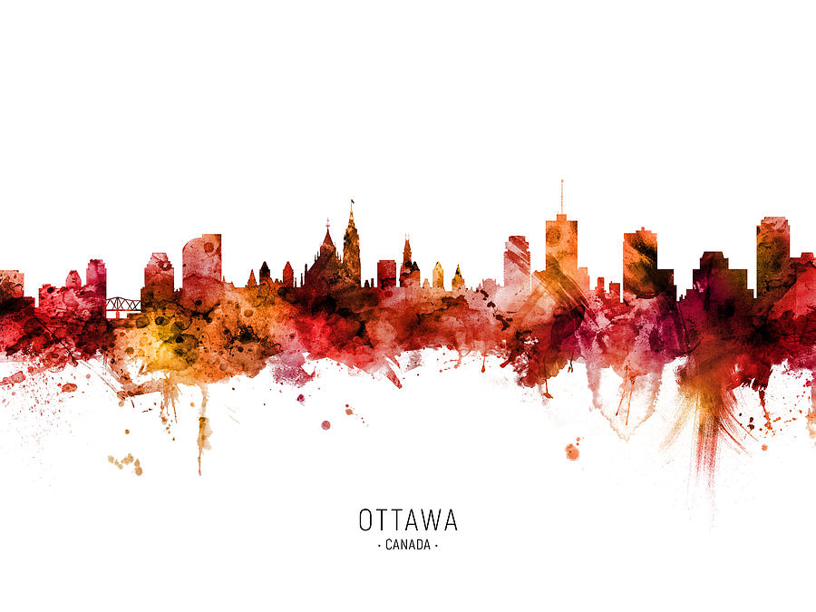 Skyline Digital Art - Ottawa Canada Skyline #96 by Michael Tompsett