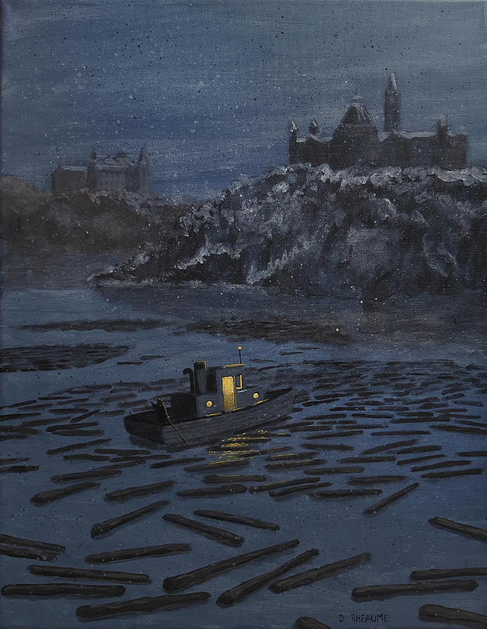 Boat Painting - Ottawa Nocturne by Dave Rheaume