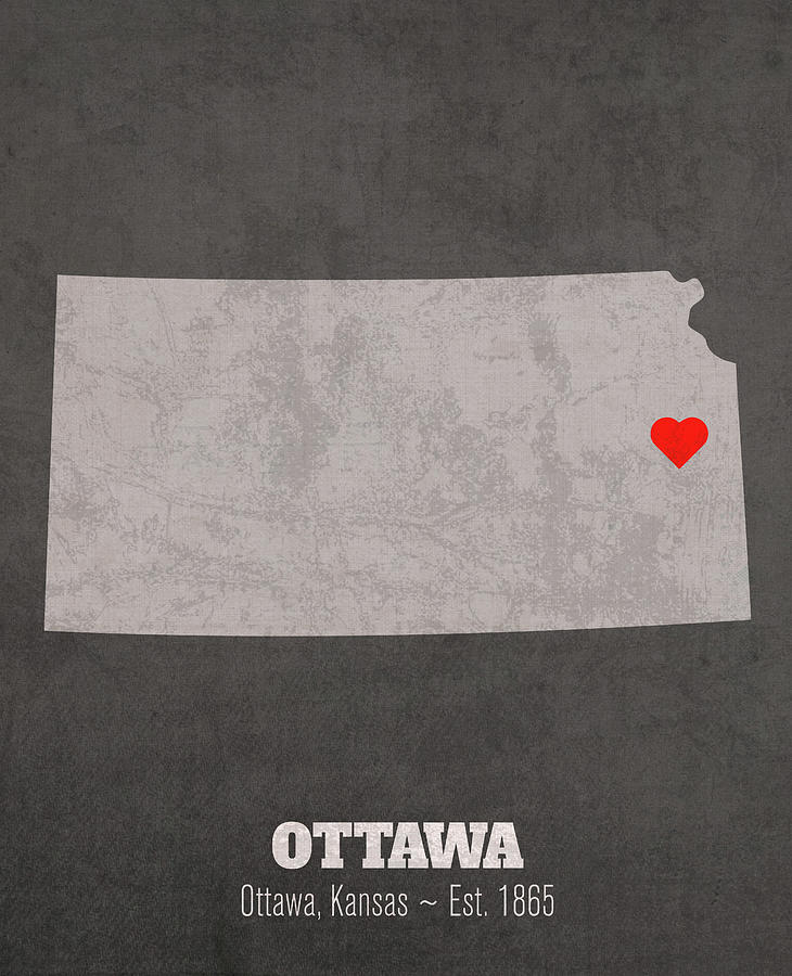 Ottawa University Ottawa Kansas Founded Date Heart Map Mixed Media By