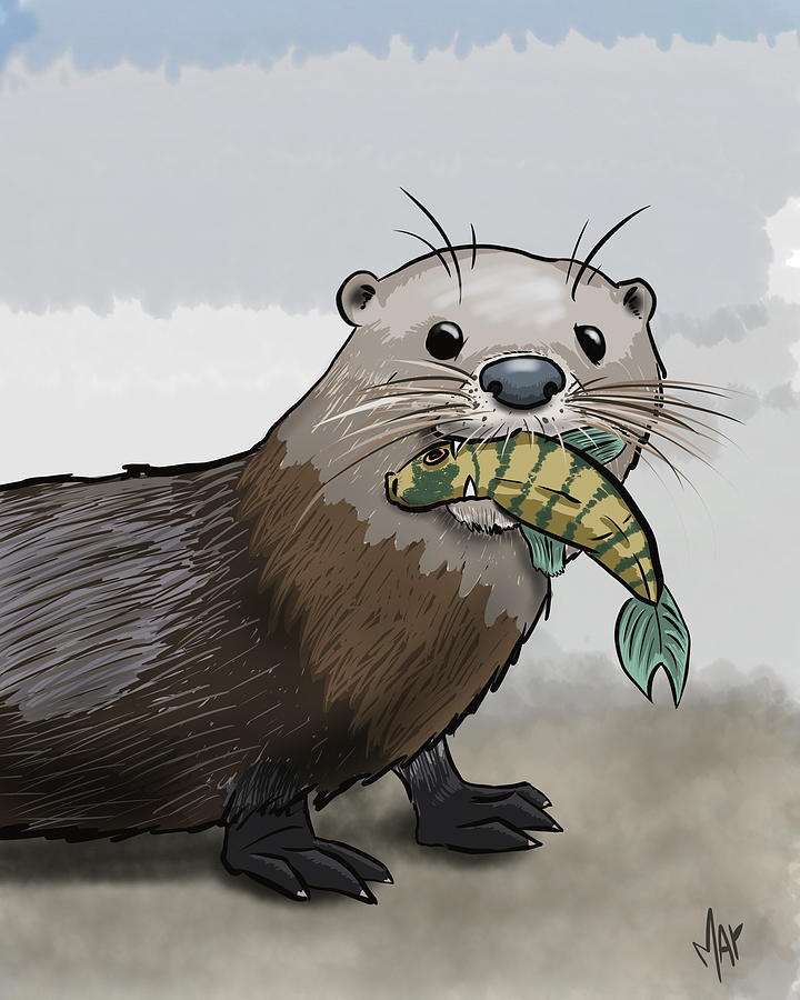 Otter and Fish Digital Art by Mark Krepela - Fine Art America