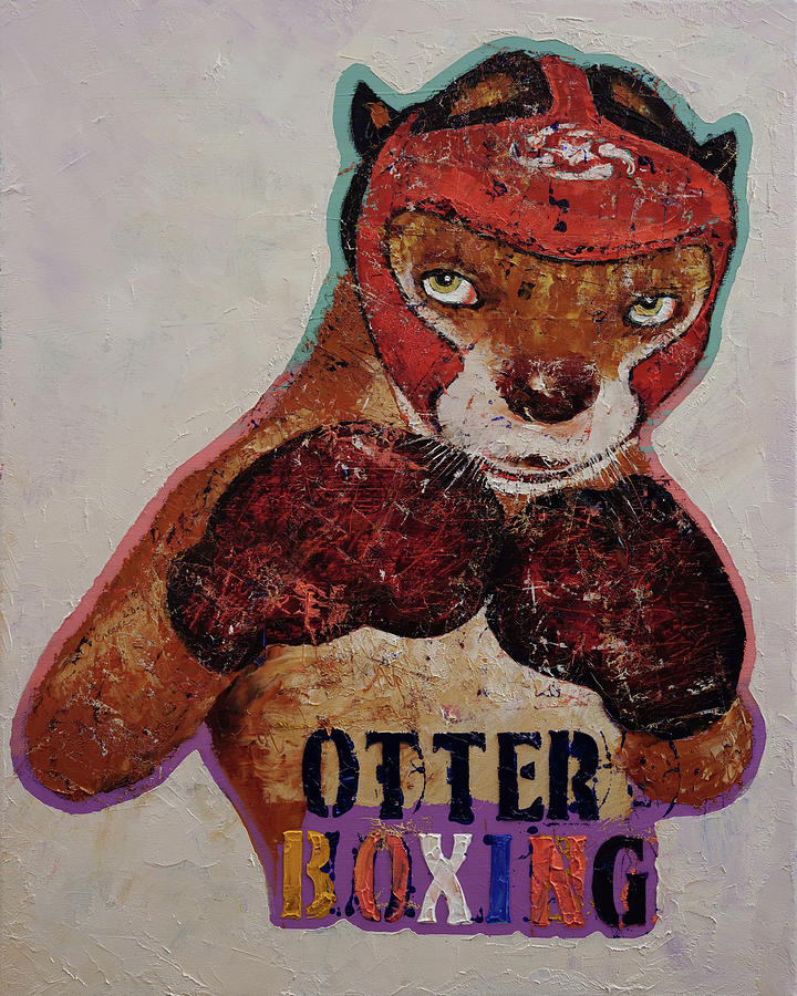 Otter Boxing Painting by Michael Creese