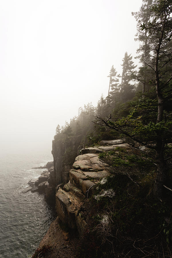 Otter Cliff and Foggy Skies Photograph by Andrew Pacheco