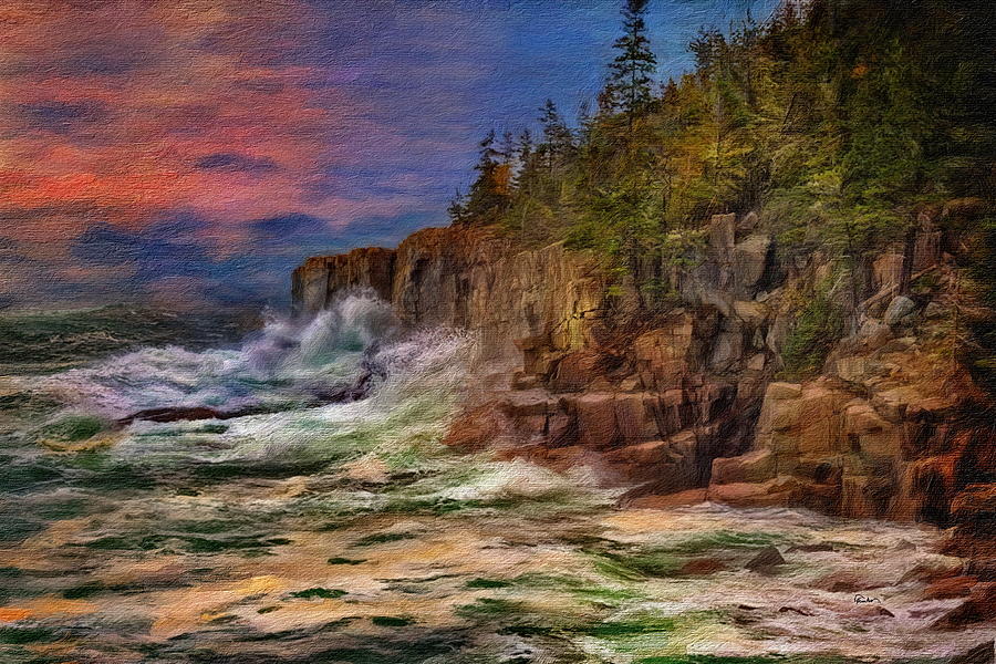 Otter Cliffs Maine - Stormy Weather Digital Art by Russ Harris
